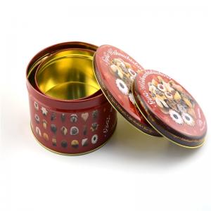 Персонализирана печатна кръгла бисквитна кутийка за бисквити с релефно лого