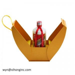 По-лесна пратка луксозна хартия сгъваема кутия за вино