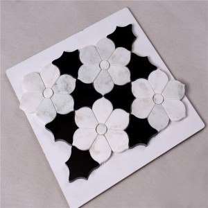 HSC62 красива черно-бяла плочка баня с цветна мраморна мозайка подови плочки и стенни плочки