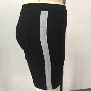 Дамски странични блестящи ленти с дънкови шорти WS325