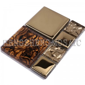 Нов дизайн Златно фолио многократна водоустойчива мозайка от стъкло и камък