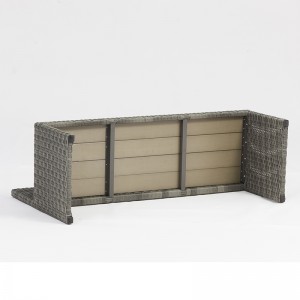 алуминиев ратан правоъгълник маса паркова пейка на открито комплект мебели с отвор за чадър