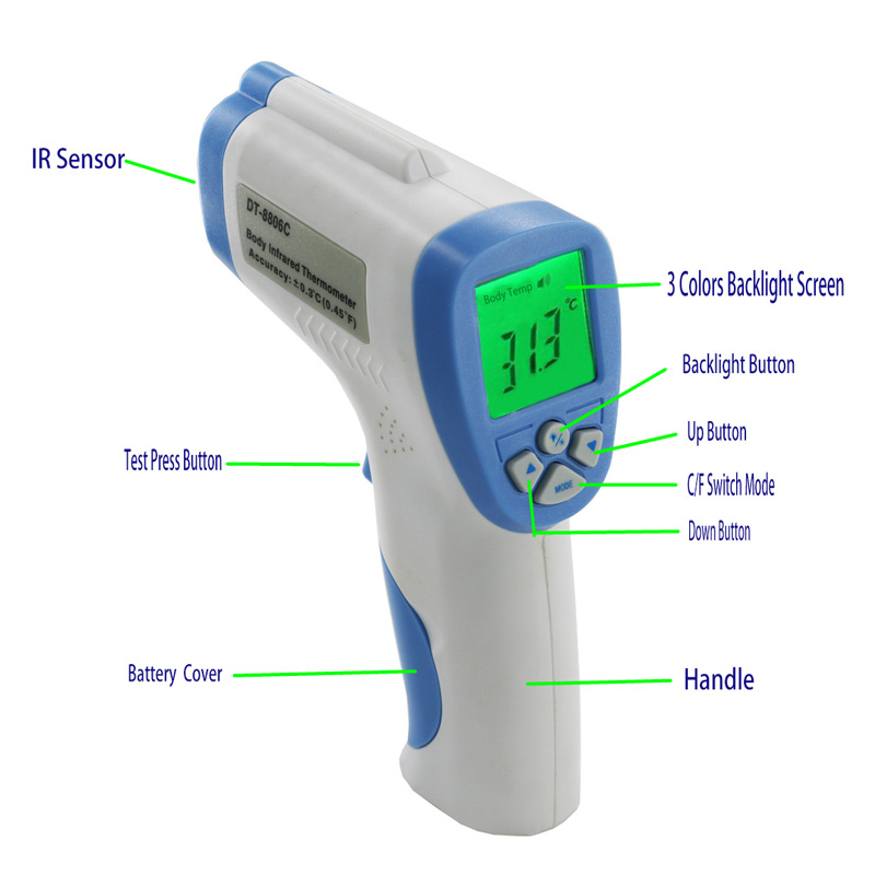 Фабрични директни продажби Човешко тяло Безконтактен инфрачервен термометър