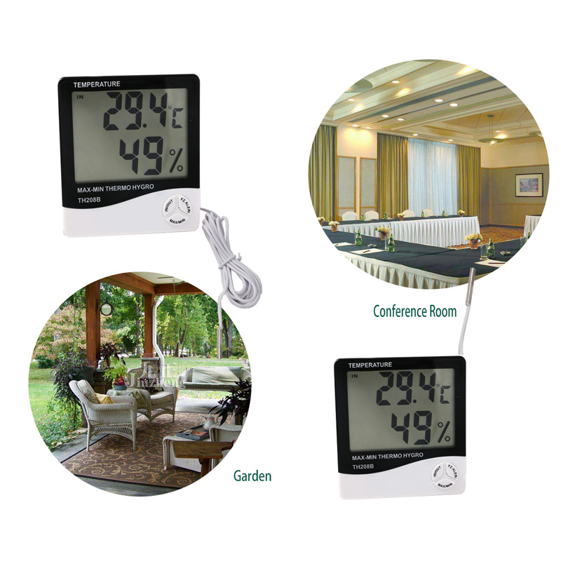 Екологичен дизайн Голям LCD дисплей Вътрешен външен термометър Хигрометър