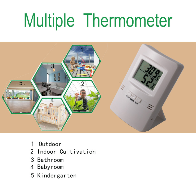 Ултра тънък и единичен LCD цифров термометър и хигрометър + -1C + -5% RH Hygrothermograph