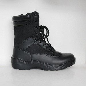 Висока глезена черна PU покритие кожа горна армия тактически ботуш