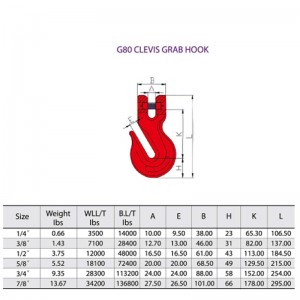 G80 Clevis Graw Hook боядисана в червено