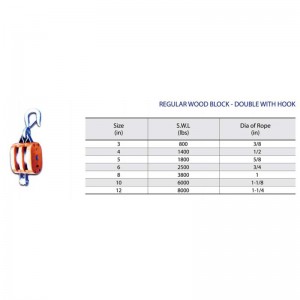 Редовен дървен блок-двойник с кука