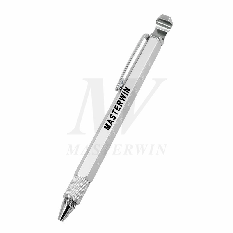Многофункционална писалка за инструменти 6 в 1 със стилус / линийка / държач за мобилен телефон / отварящ се / отвертка