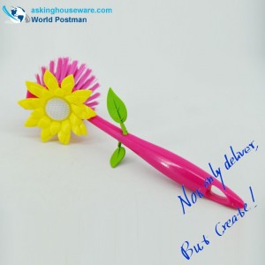 Четка за почистване на съдове за кухни Akbrand розов цвят с декорация от слънчоглед