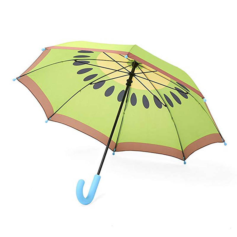Автоматично отворен плодов чадър за деца Деца Възхитителни модели на киви дъжд прав чадър