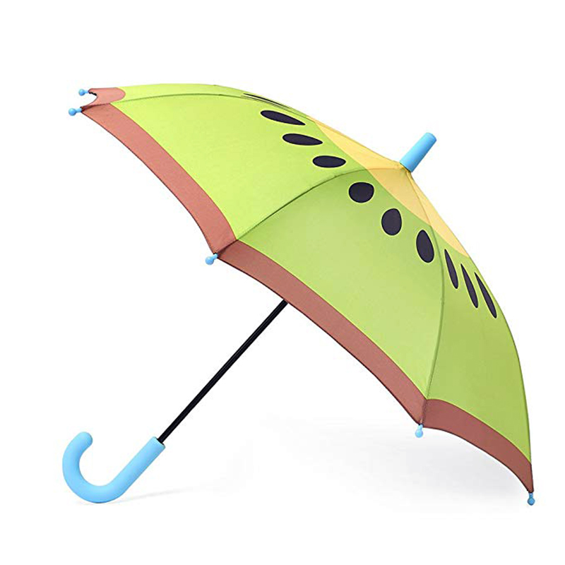 Автоматично отворен плодов чадър за деца Деца Възхитителни модели на киви дъжд прав чадър
