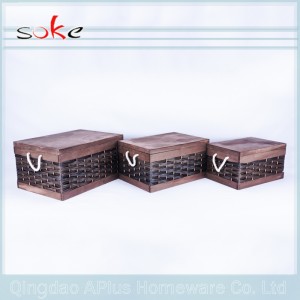 Естествен PE ратанов дръжка, изтъкан кош за съхранение