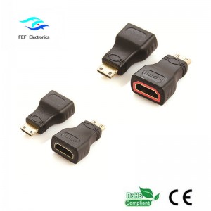 HDMI женски към мини HDMI мъжки адаптер позлатен / никелиран Код: FEF-H-022