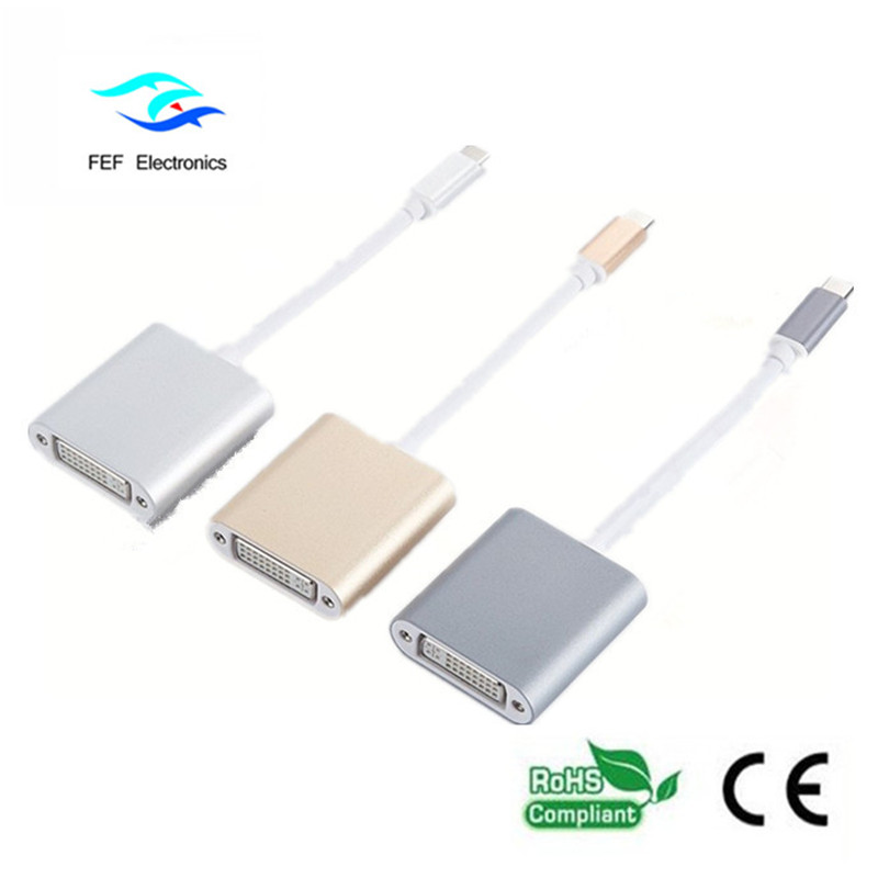 USB TYPE-C към DVI женски конвертор ABS обвивка Код: FEF-USBIC-003