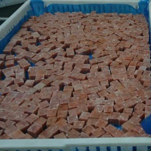 Замразено розово кубче сьомга