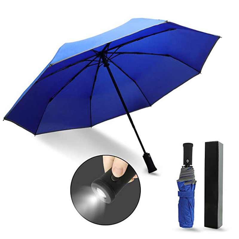 Автоматично отваряне и автоматично затваряне изобретение чадър 3 сгъваем с дръжка на факела