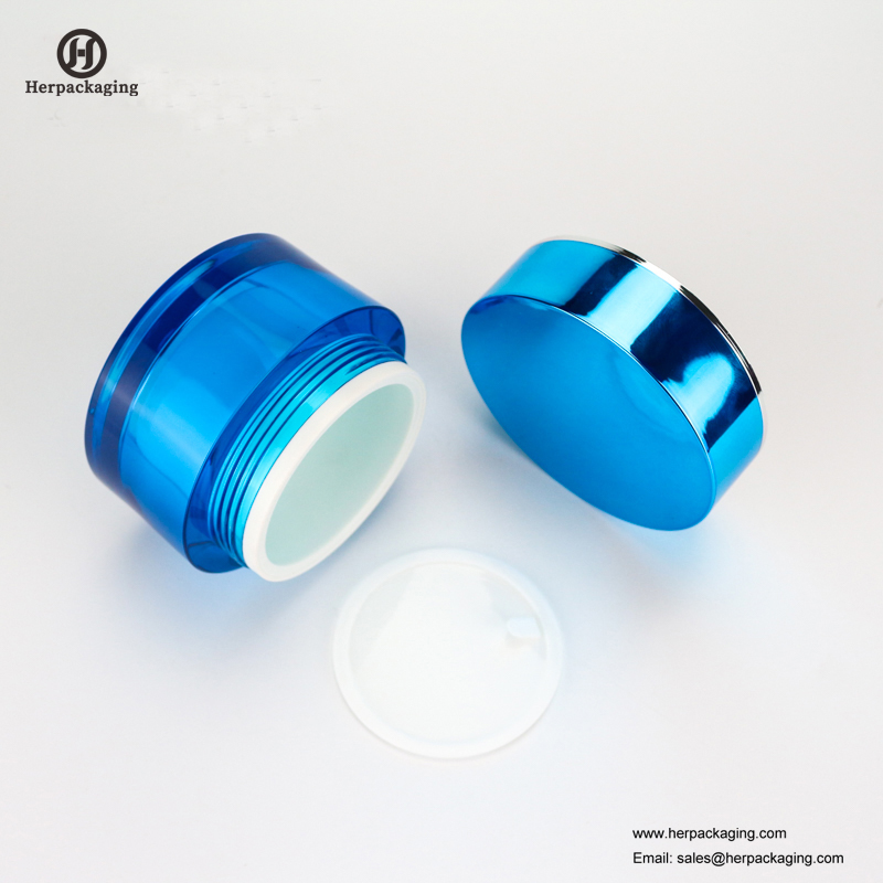 HXL212 Кръг празен блестящ син козметичен буркан с двоен стенен контейнер за грижа за кожата