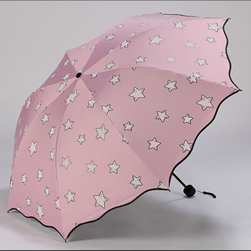 Дъждовен чадър с промяна на цвета с ръчно отворена функция 3 сгъваем чадъра