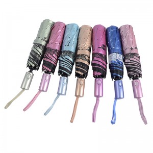 Черен покрив слънцезащитен чадър с фотографски дизайн печат 3 сгъваем чадъра