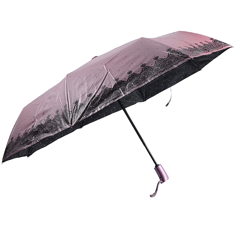 Цветно черно покритие чадър с UV защита 3 сгъваеми чадър и слънце