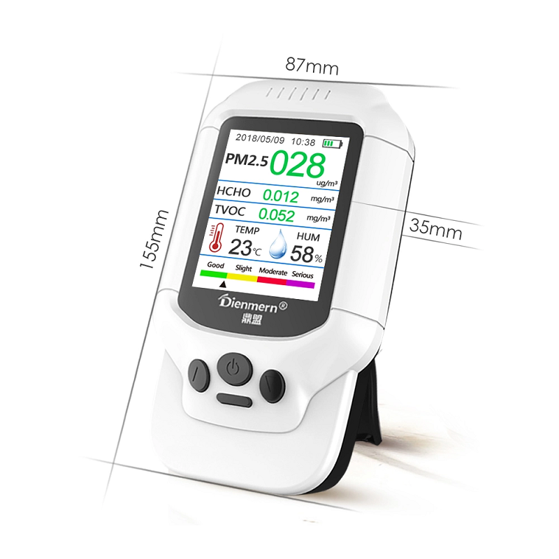 Dienmern DM502 интелигентен лазерен монитор за качество на въздуха AQI / HCHO / TVOC PM2.5 LCD цифров детектор за формалдехид тестер за анализ на газ