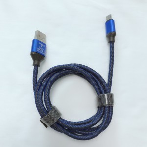 Рибена мрежа проводник сплетен зарядно кръгъл алуминиев корпус USB кабел за микро USB, тип C, iPhone светкавично зареждане и синхрониза...