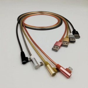 USB 2.0 метален кабел за зареждане кръгъл алуминиев корпус USB кабел за микро USB, тип C, iPhone светкавично зареждане и синхронизация