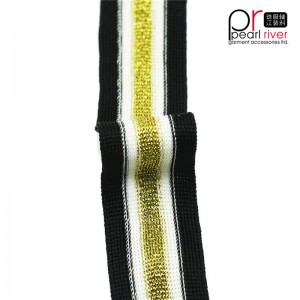 черна / жълта / бяла лента със златна телена лента с високо качество