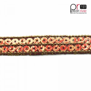 Наскоро подстригване с мъниста с двойно шиене на оранжеви пайети