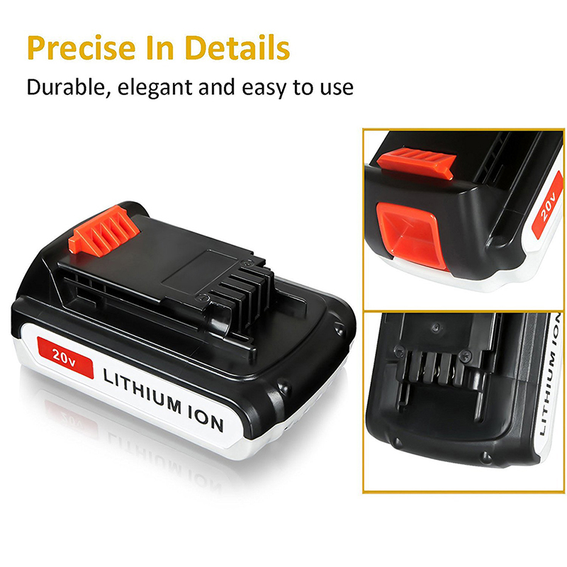 Безжични акумулаторни батерии Li-ion 2000mAh 20V за Black u0026 Decker LB20, LBX20, LBX4020, LB2X4020 Инструменти