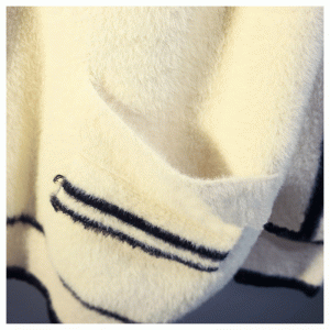 2019 най-нов свободен имитация на норки райета жакард дамски пуловер