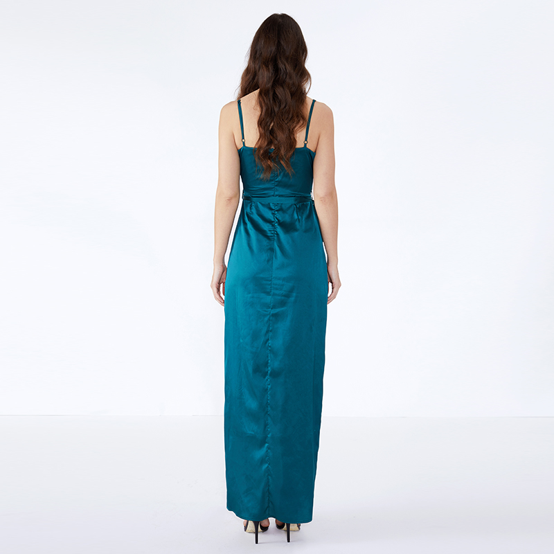 Моден OEM по поръчка Сплит обикновен прашка Дизайн Тесни вечерни жени Макси рокля