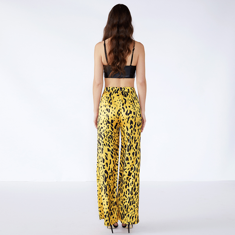 Жълти леопардови текстури Palazo Дамски панталони с ластик JCGJ190315037