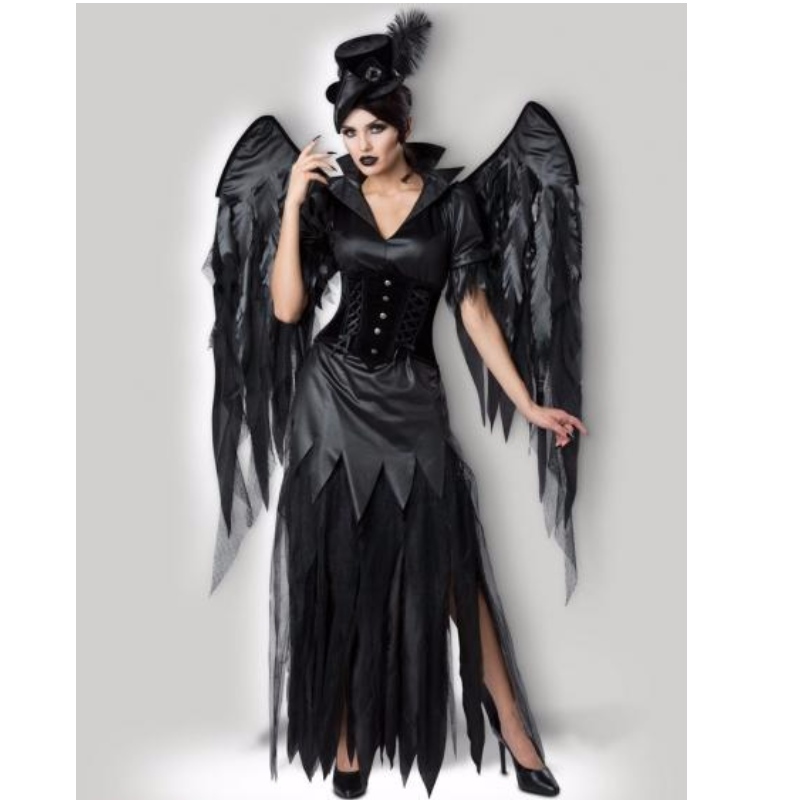 Midnight Raven 1138 Черни костюми за възрастни, секси карнавал Косплей Хелоуин
