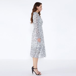 OEM Frock Design с дълъг ръкав Maxi животински печат плюс размер дрехи за дами