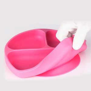 хранителен клас силиконов засмукващ прибори за хранене гумена бебешка чиния