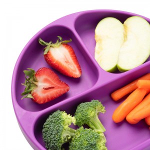 Топлоустойчиви силиконови кръгли разделени плочи за бебешка вечеря