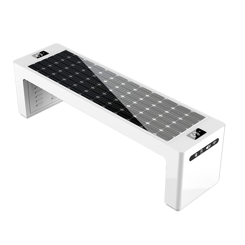 Гореща разпродажба на открито мебели USB зарядно за телефон Соларно захранване Smart Metal пейка
