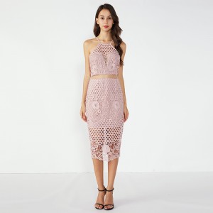 Розово стегнати изображения Секси рокля за кралица с две части комплект