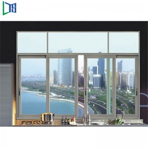 Алуминиеви плъзгащи се прозорци или стакър прозорци с прахово покритие сиво и черно фолио и търговски сгради