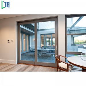 Производители на плъзгащи се стъклени врати Алуминиево прахово покритие за врати, завършени с мрежа за търговска сграда