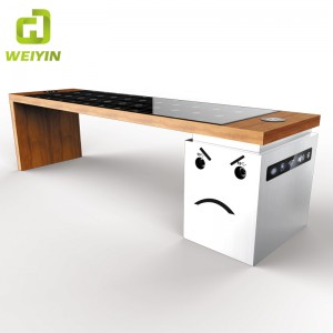 Стоманена пейка за слънчева енергия Smart Garden Patio с USB и безжично зарядно за телефон