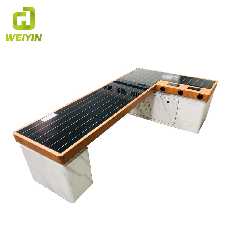 Модерен интелигентен интелигентен телефон със слънчева енергия за зареждане на мебели без гръб метална пейка за открито