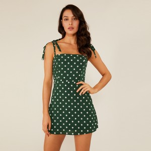 Търговия на едро Oem Висококачествено облекло Случайно лято Boho Polka Dot Dress