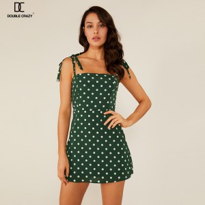 Търговия на едро Oem Висококачествено облекло Случайно лято Boho Polka Dot Dress