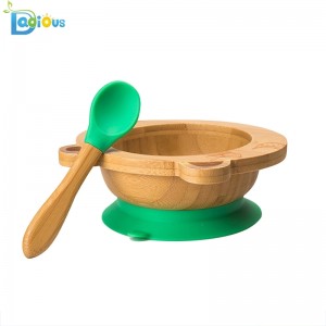 Персонализиран лого Остават поставени засмукващи плочи за малки деца Bamboo Baby Plate всмукване BPA безплатно бамбук Baby Plate