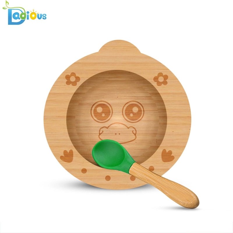 Бебе хранене консумативи бамбук всмукване бебето плоча BPA безплатно бебе бамбук лъжица всмукване плочи за малки деца бамбук \ t