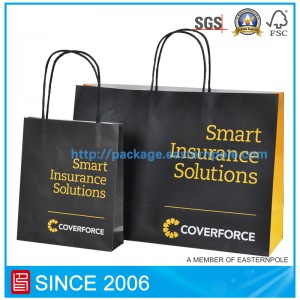 Черна хартиена торба с лого на щамповане на фолио