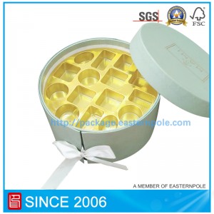 Луксозна твърда кръгла шоколадова кутия с двойни слоеве